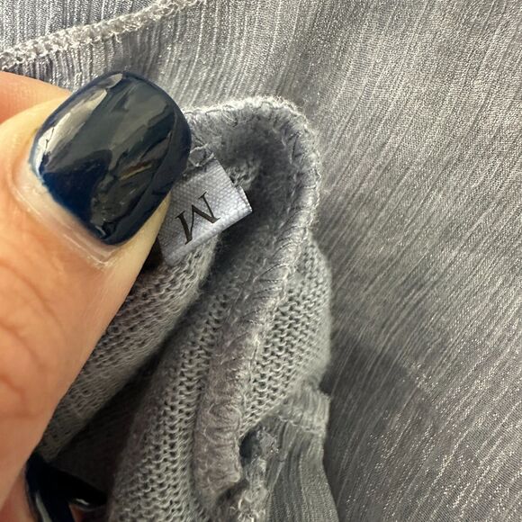 Flowy Lagenlook Tiered Lace Mesh Semi Sheer Layered Blue Blouse Size Medium - Picture 4 of 8